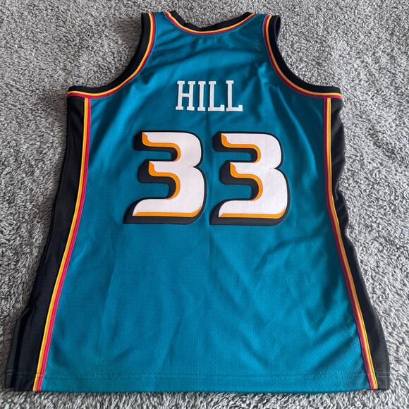 Authentic Mitchell & Ness Grant Hill NBA Detroit Pistons 98-99 Away Jersey Sz 44 - Picture 2 of 13